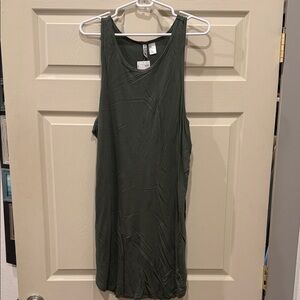 Divided Dark Green Midi Dress